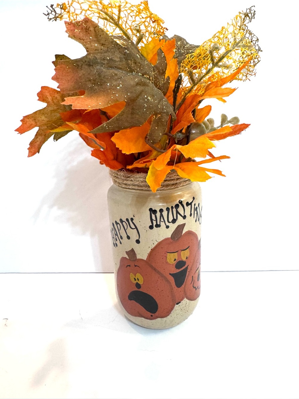 Vintage Hand Painted Halloween Country Crock Painted Pumpkin Fall Decor
